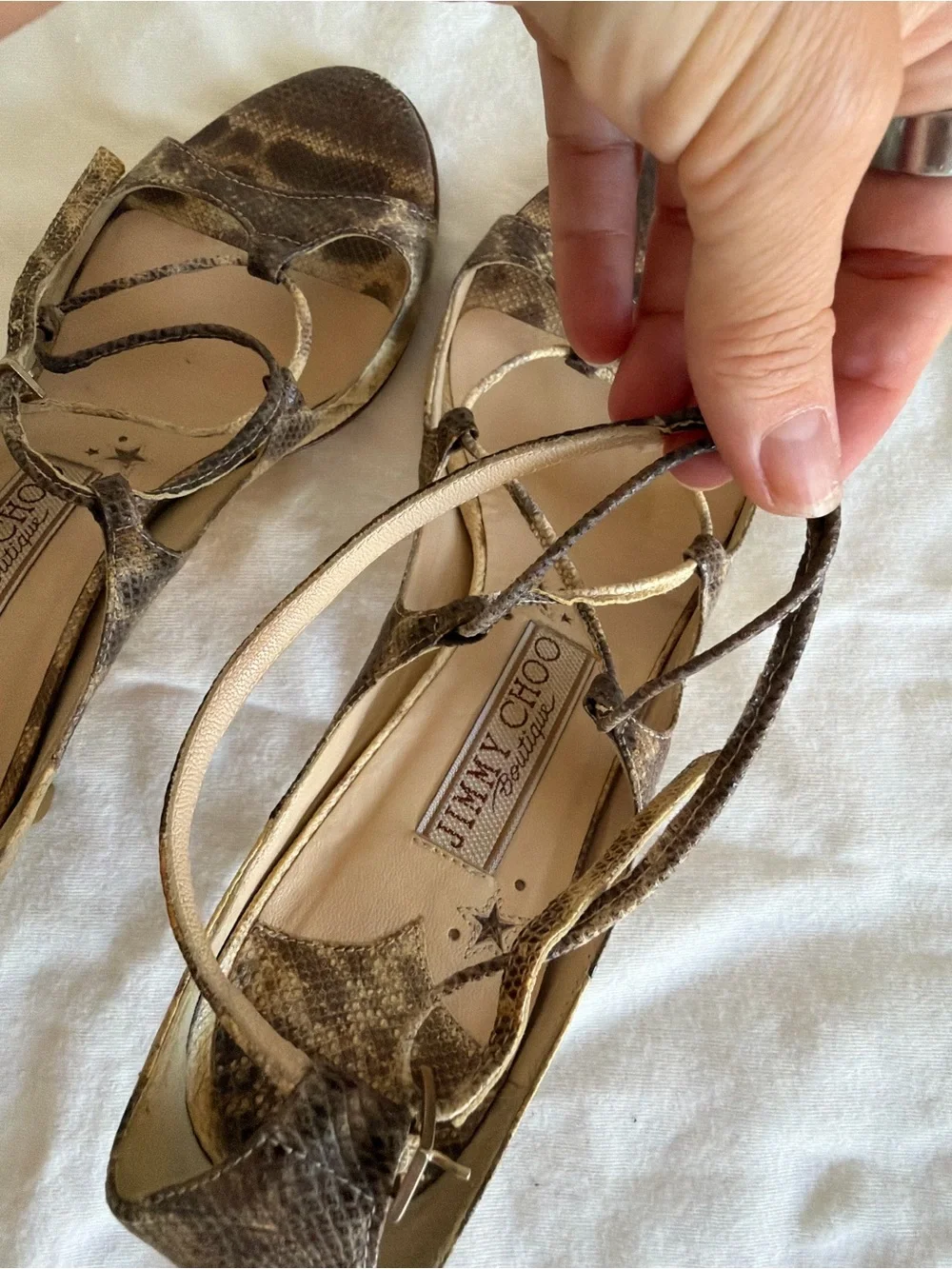 Jimmy Choo Heeled Sandals Snake Skin Size 35